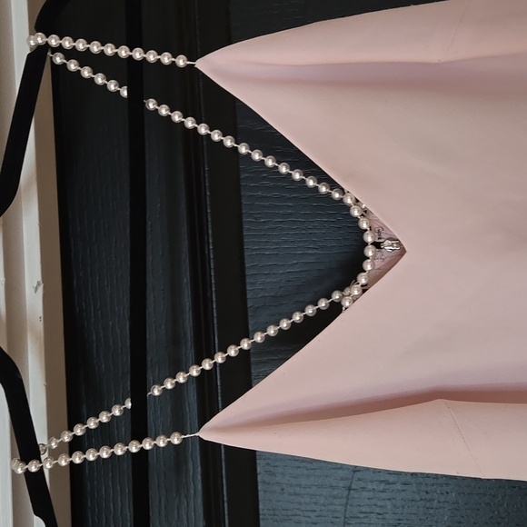 Karl Lagerfeld Light Pink Gown with Adjustable Pearl Straps Size 12 - Picture 2 of 16